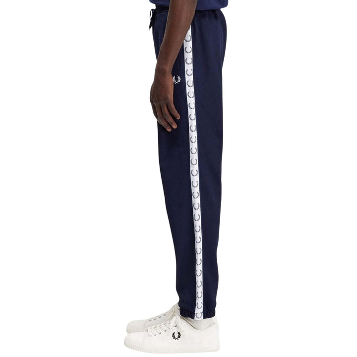 Fred Perry Branded Taped Hem Carbon Blue Sweatpants XS