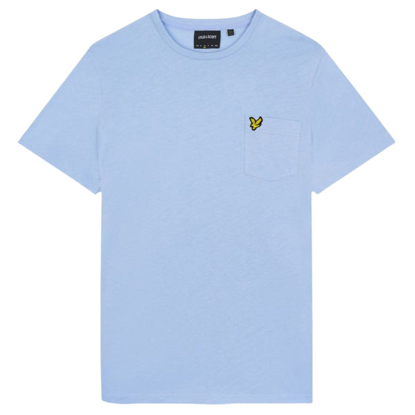 Lyle & Scott Branded Chest Logo Pocket Light Blue T-Shirt