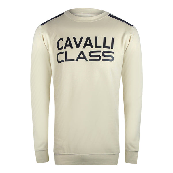 Cavalli Class Txt66A Cf050 03528 Beige Sand Round Neck Sweatshirt Mens - Style Centre Wholesale