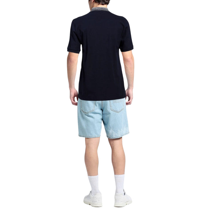 Missoni Short Sleeve Polo Blue Navy Base With Blue And Purple Space Dyed S