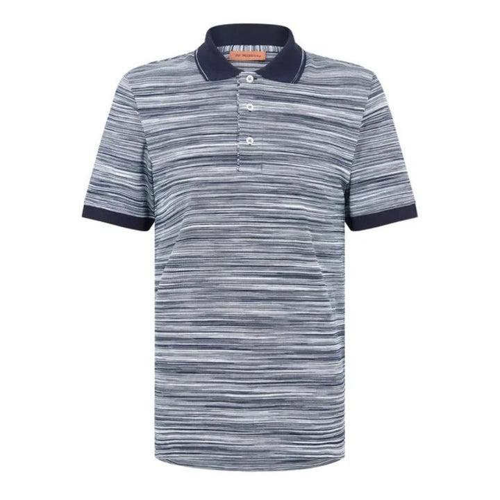 Missoni Short Sleeve Polo Blue And Purple Space Dyed S