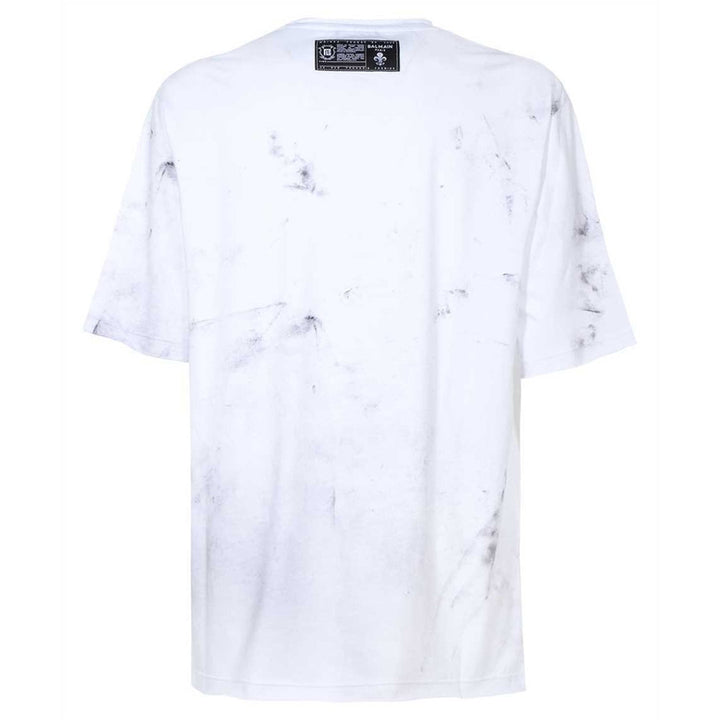 BALMAIN YU1EH035GB83 Balmain Sketch Drawing Logo White T-Shirt EAB WHITE T-SHIRT MALE S