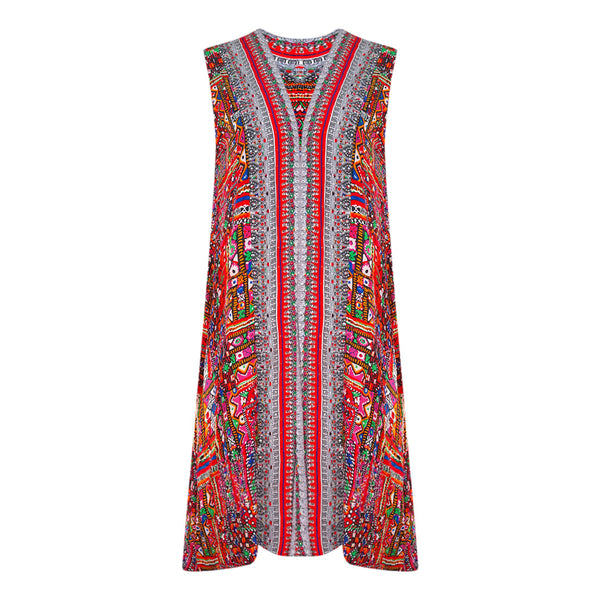Inoa Banjara 12003 Print Multicoloured Reversable Long Shrug Cover Up