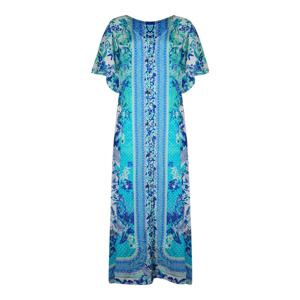 Inoa Catalina Azuro 12002 Blue Silk Maxi Dress