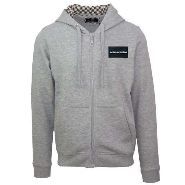 Aquascutum Box Gothic Logo Grey Zip Up Hoodie