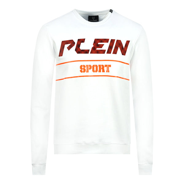 Philipp Plein Sport Orange Bold Logo White Jumper FIPS211 01 Orange