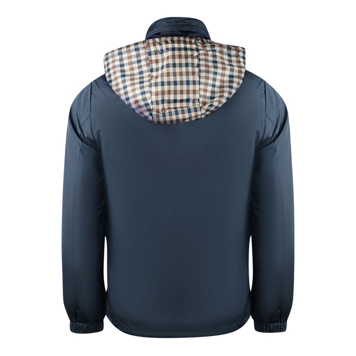 Aquascutum Plain Navy Blue Hide Hood Lightweight Jacket Jk007 11 - Style Centre Wholesale