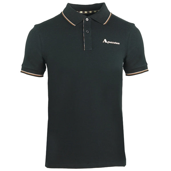 Aquascutum Mens Polo Shirt QMP028 02 Black