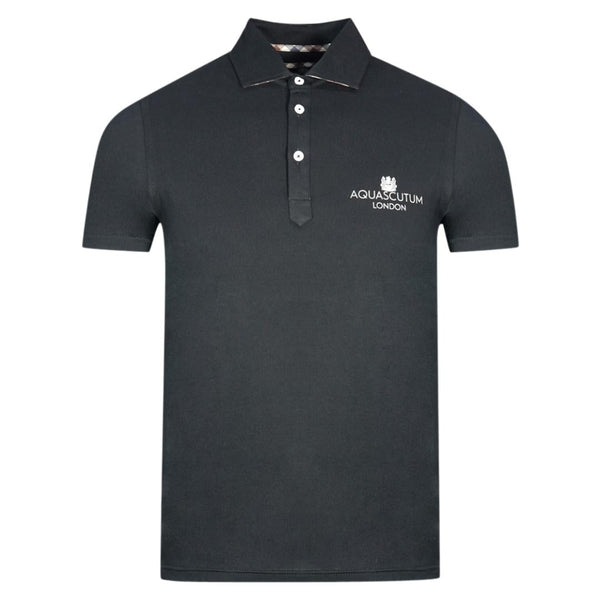 Aquascutum Mens Qmp041 99 Polo Shirt Black