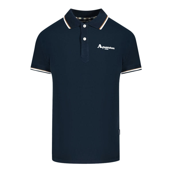 Aquascutum Mens Qmp051 85 Polo Shirt Navy