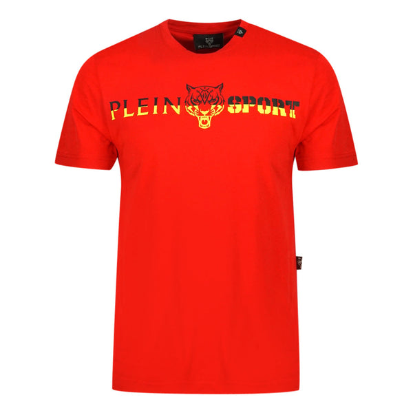 Philipp Plein Sport Bold Split Logo Red T Shirt